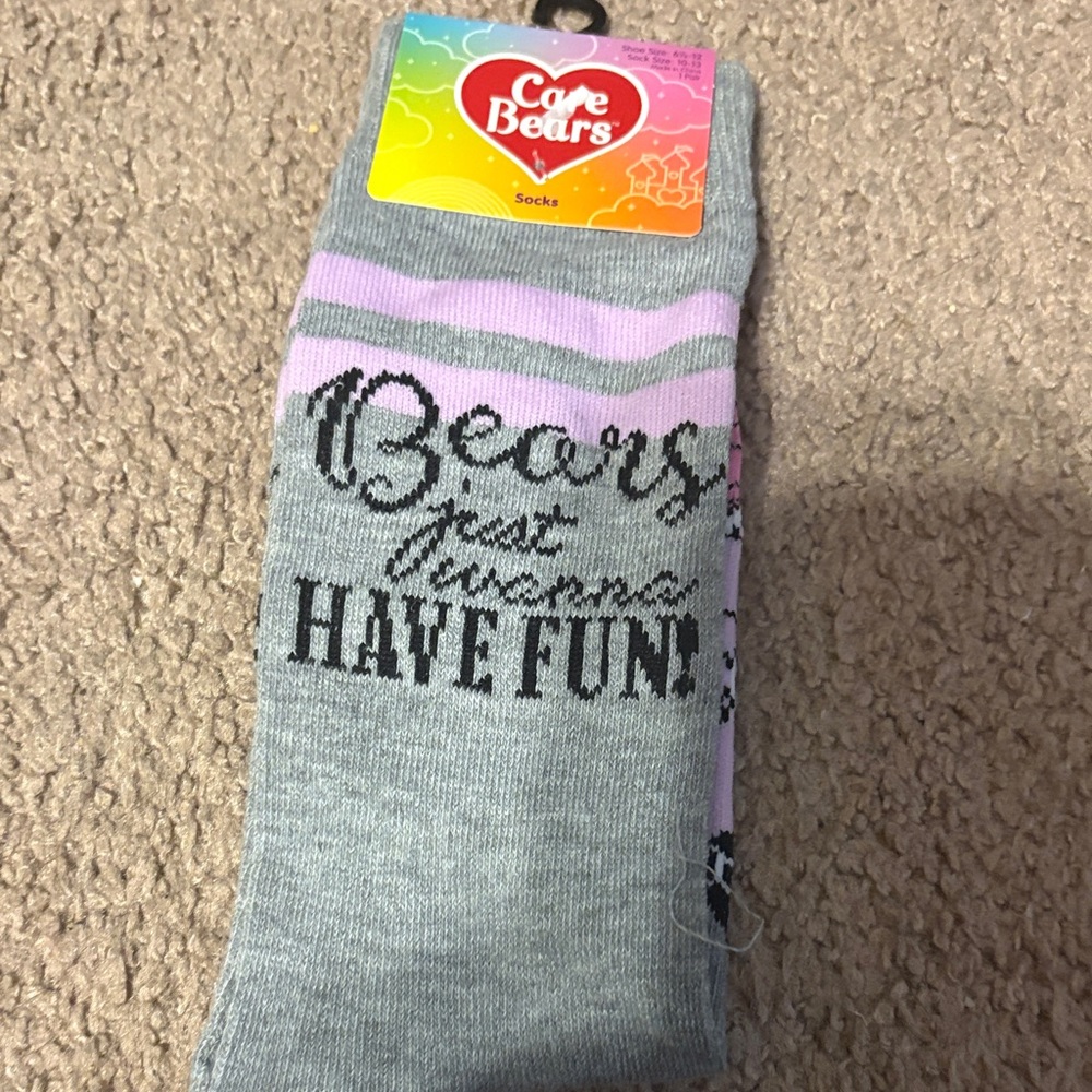 Care Bears Fun Gray and Pink Socks